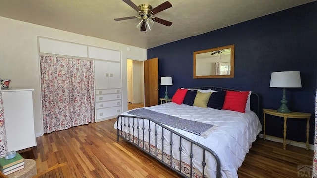 316 N Hooper Ave, Walsenburg, CO 81089 - bedroom featuring wood finished floors and ceiling fan