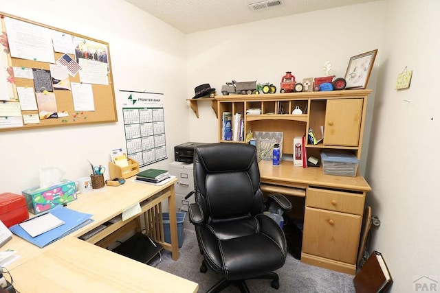 office featuring carpet and visible vents