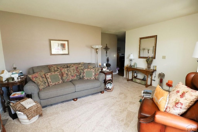 living room with carpet floors