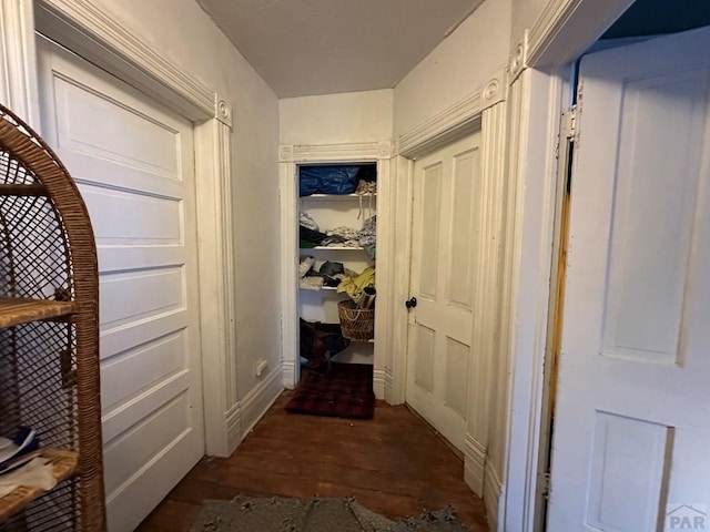 hall featuring dark wood-style flooring