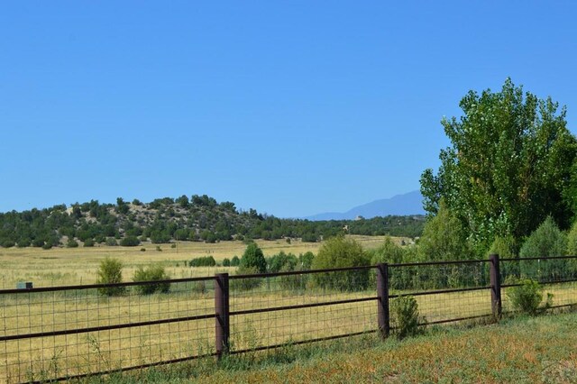 view of yard with a rural view and fence