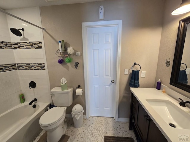 6190 Douglas Way, Colorado City, CO 81019 - full bathroom featuring vanity, baseboards, toilet, and  shower combination