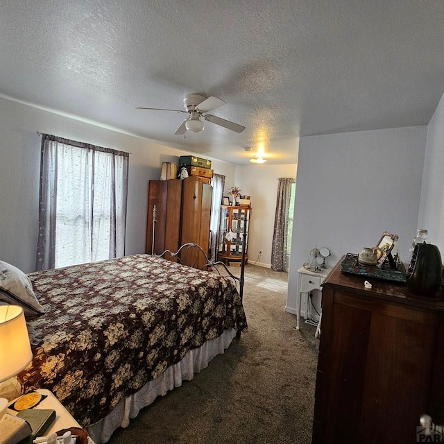 1819 W Arroyo Ave, Pueblo, CO 81004 - bedroom with carpet, a textured ceiling, and a ceiling fan