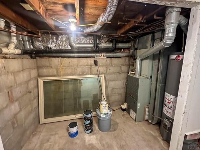 unfinished below grade area with water heater