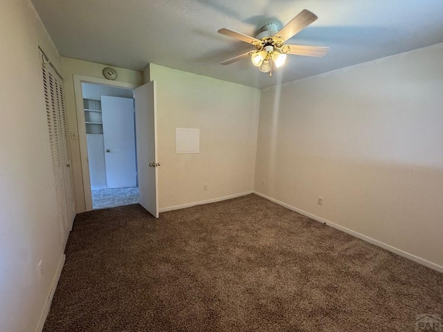 303 8th St, Fowler, CO 81039 - unfurnished room featuring carpet floors, ceiling fan, a smoke detector, and baseboards