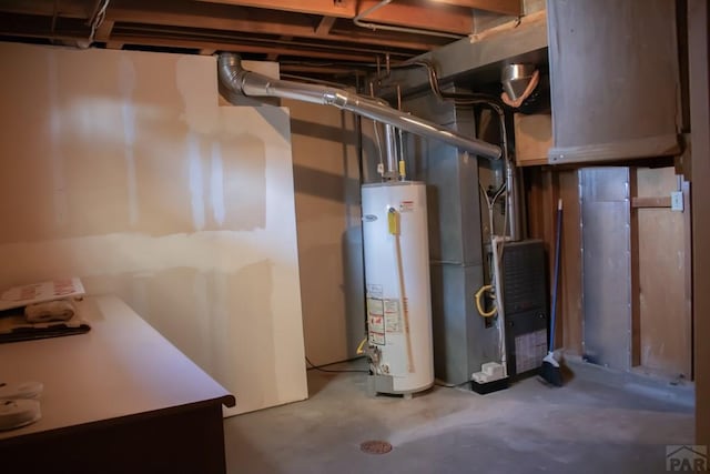 utilities with water heater and heating unit