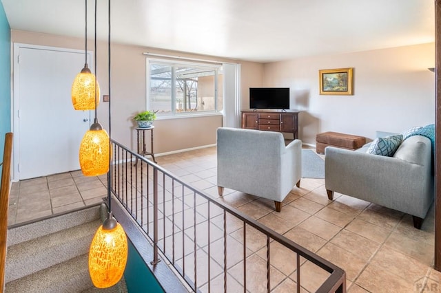 view of tiled living room