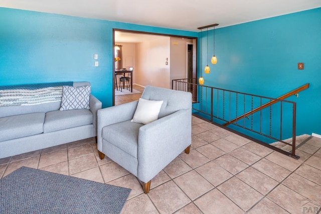 view of tiled living area