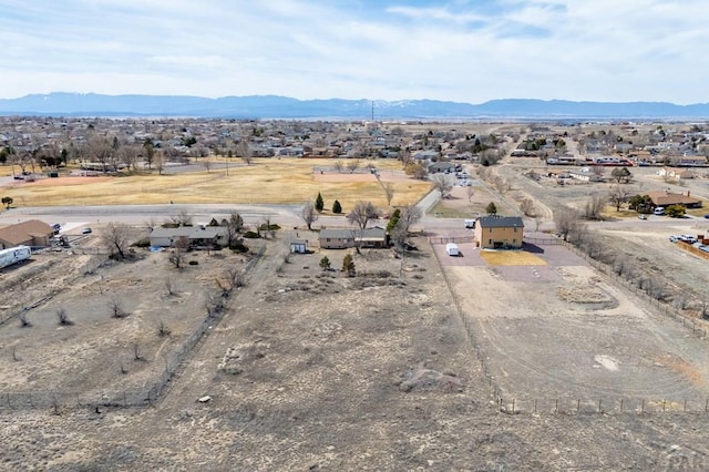 drone / aerial view with a mountain view