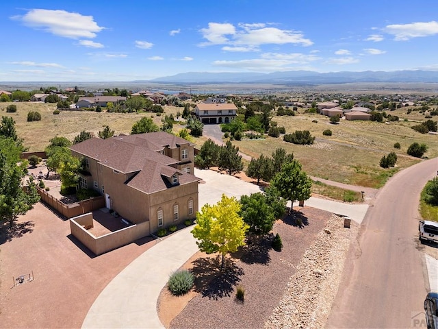 bird's eye view with a mountain view