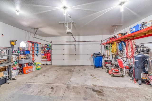 garage with a garage door opener