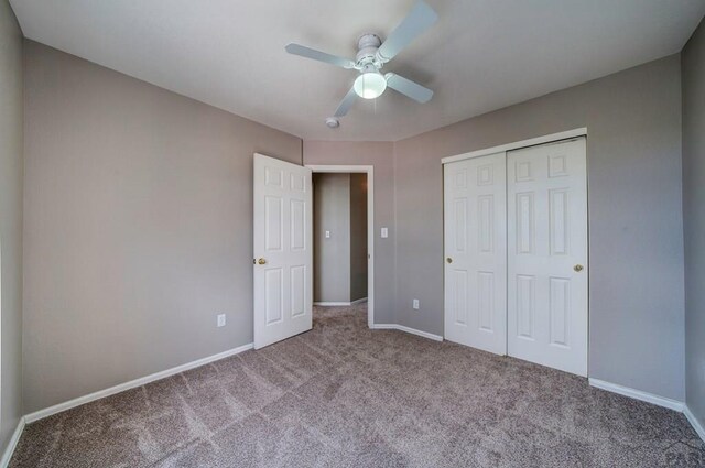 6292 Riverdale Dr, Colorado Springs, CO 80923 - unfurnished bedroom with carpet flooring, a closet, and ceiling fan