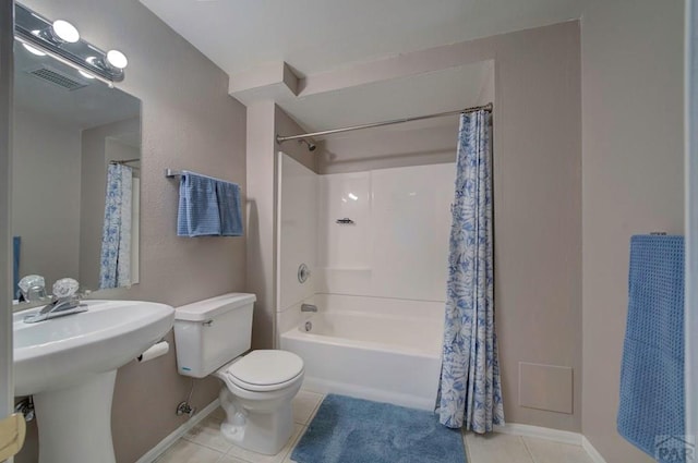 6292 Riverdale Dr, Colorado Springs, CO 80923 - bathroom with tile patterned floors and shower / bathtub combination with curtain