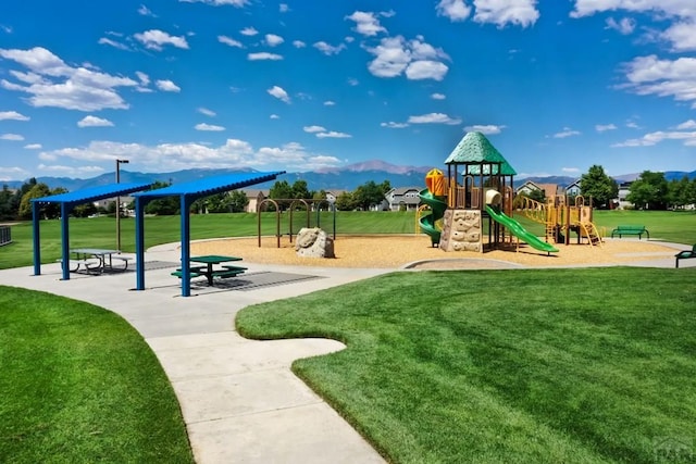 6292 Riverdale Dr, Colorado Springs, CO 80923 - community playground with a lawn and a mountain view