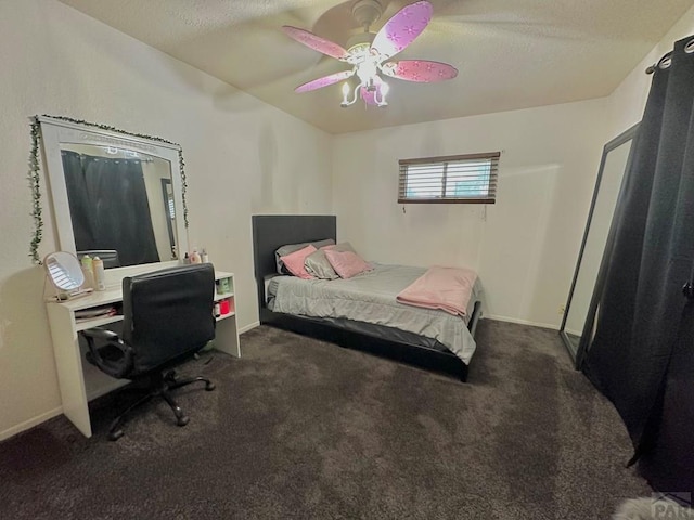 2 Kincaid Dr, Swink, CO 81077 - bedroom featuring carpet floors, a desk, a ceiling fan, baseboards, and lofted ceiling