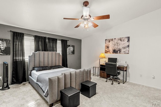 4141 Outlook Blvd Unit Q, Pueblo, CO 81008 - bedroom featuring carpet, an office area, ceiling fan, and lofted ceiling