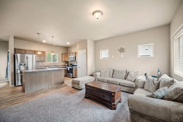 2337 Cruz Ct, Pueblo, CO 81003 - living area with light wood-style flooring, recessed lighting, and baseboards