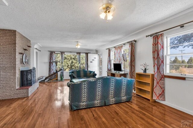 living room featuring a healthy amount of sunlight and wood finished floors