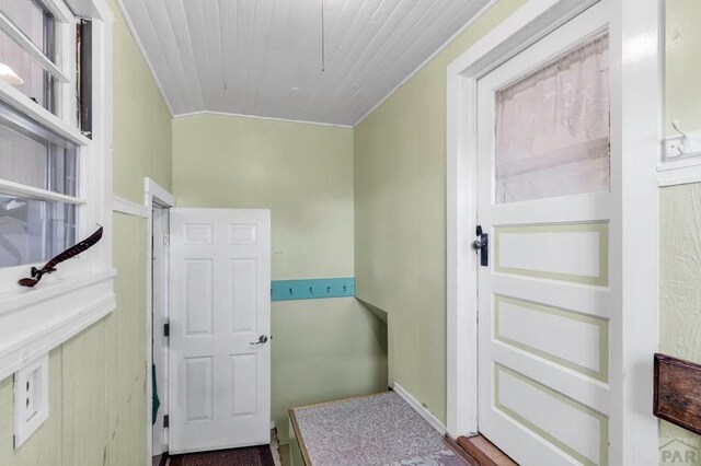 interior space with wood ceiling