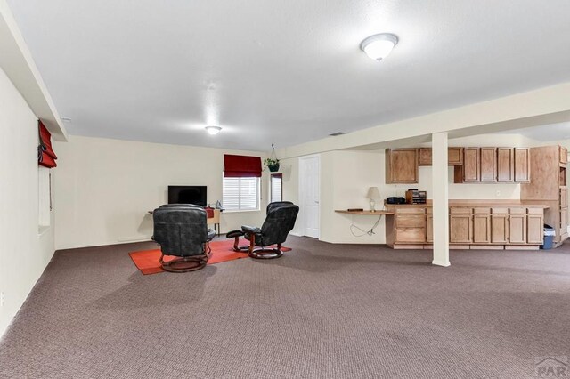 living area with carpet and visible vents