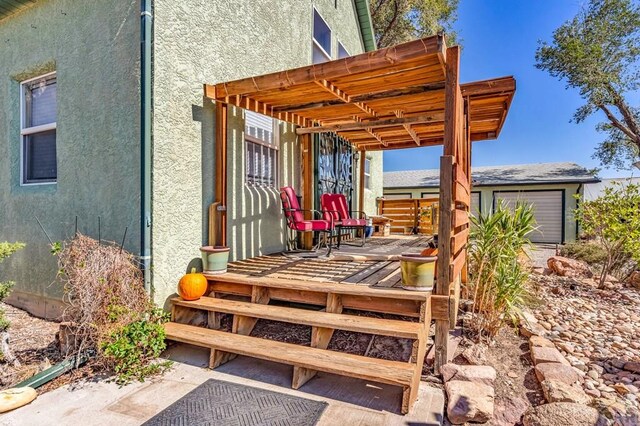 exterior space with a pergola