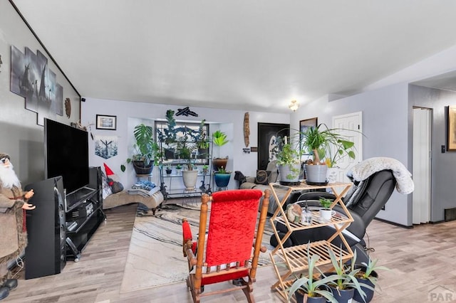 living area with light wood-type flooring