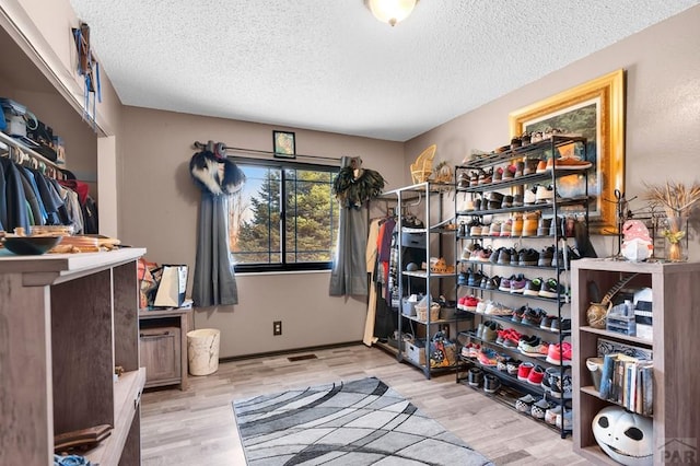 walk in closet with wood finished floors