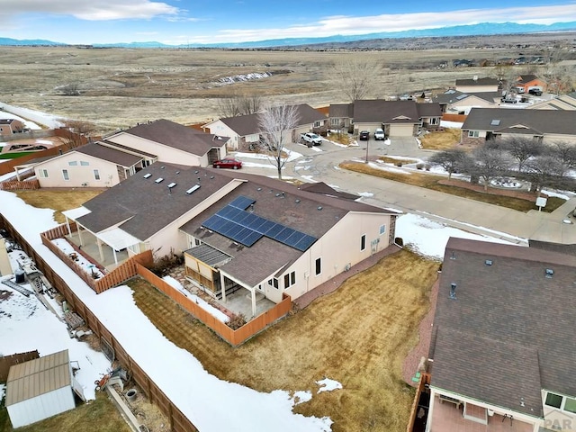 aerial view featuring a residential view and a mountain view