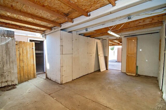 view of unfinished basement