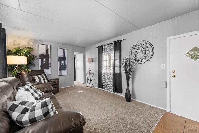 living room featuring carpet