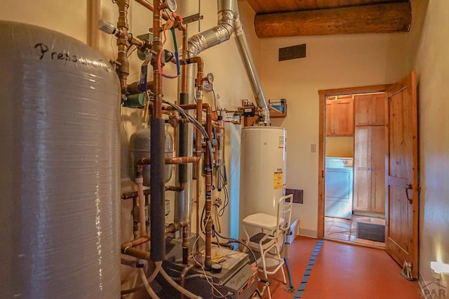 utility room featuring washer / dryer and water heater