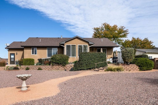 ranch-style house with stucco siding