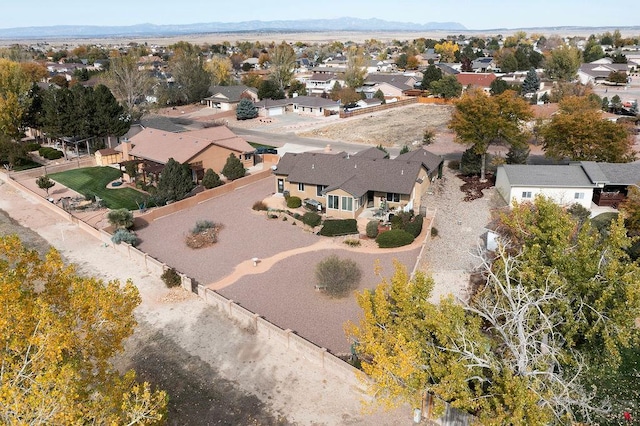 bird's eye view with a residential view and a mountain view