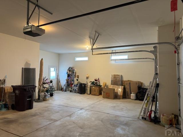 garage with a garage door opener