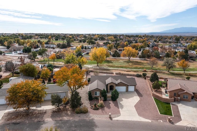 aerial view with a residential view and a mountain view