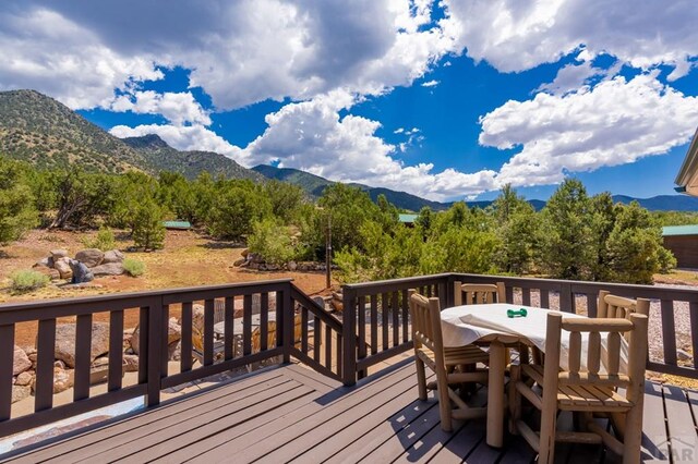 deck featuring a mountain view