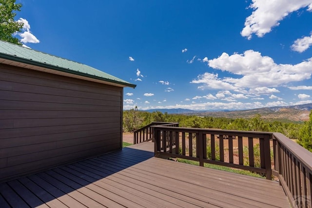 deck with a mountain view