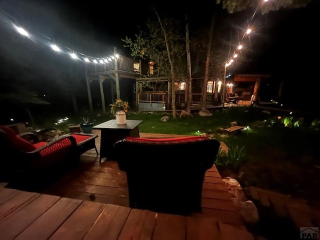 10421 Linger Longer Ln, Rye, CO 81069 - view of deck at twilight