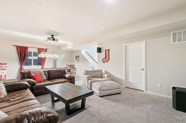 6740 Spruce Hill Ct, Colorado Springs, CO 80923 - living area featuring stairway and carpet flooring