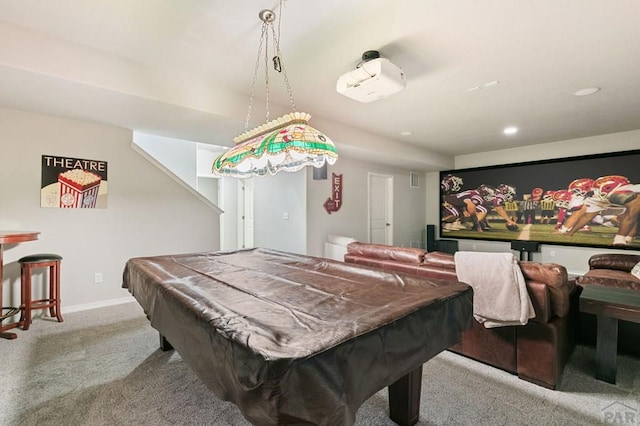6740 Spruce Hill Ct, Colorado Springs, CO 80923 - game room featuring carpet, recessed lighting, and billiards