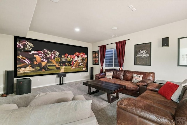 6740 Spruce Hill Ct, Colorado Springs, CO 80923 - home theater room featuring carpet floors and recessed lighting