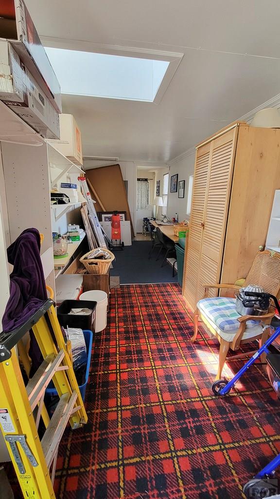 storage area featuring a skylight