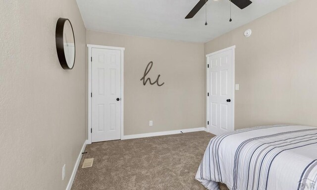 3009 Baystate Ave, Pueblo, CO 81005 - bedroom with carpet, baseboards, and ceiling fan
