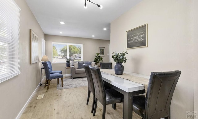 3009 Baystate Ave, Pueblo, CO 81005 - dining area featuring light wood-style floors, baseboards, and recessed lighting