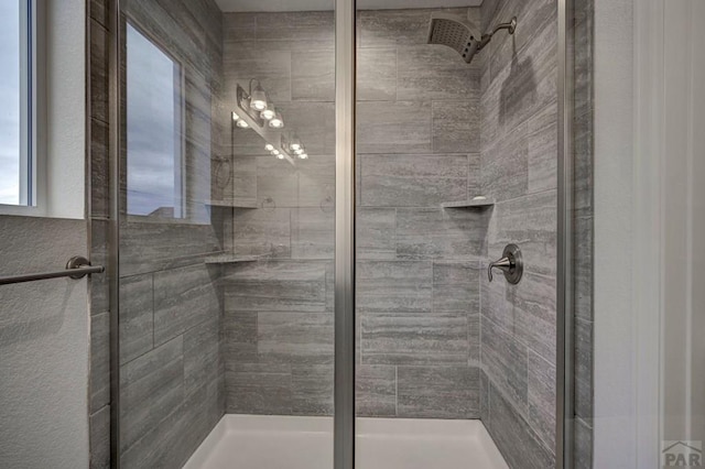 bathroom with a shower stall