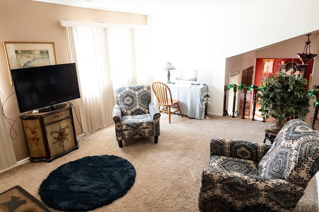 view of carpeted living area