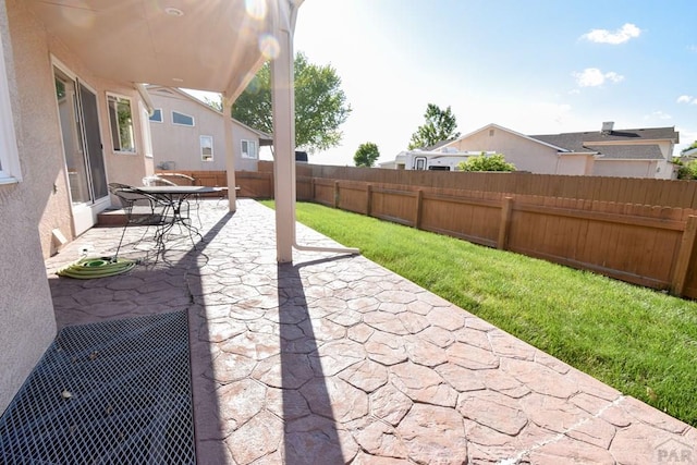view of patio featuring a fenced backyard