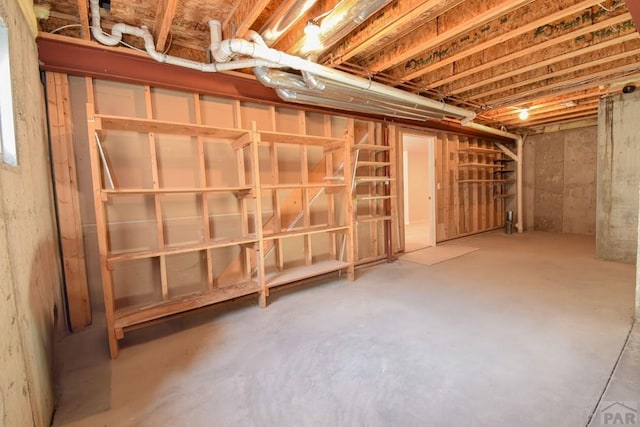 view of unfinished basement