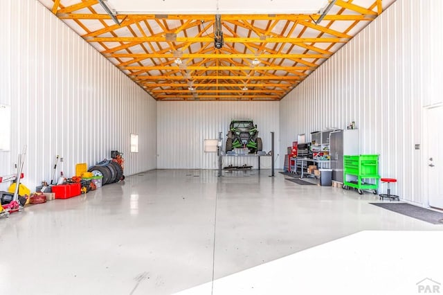 garage featuring metal wall