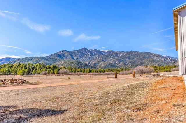 view of mountain feature featuring a rural view